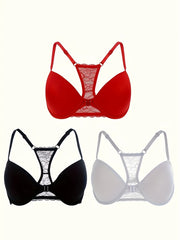 Women's Lace Push Up Bras with Front Buckle, Comfortable Breathable Lingerie