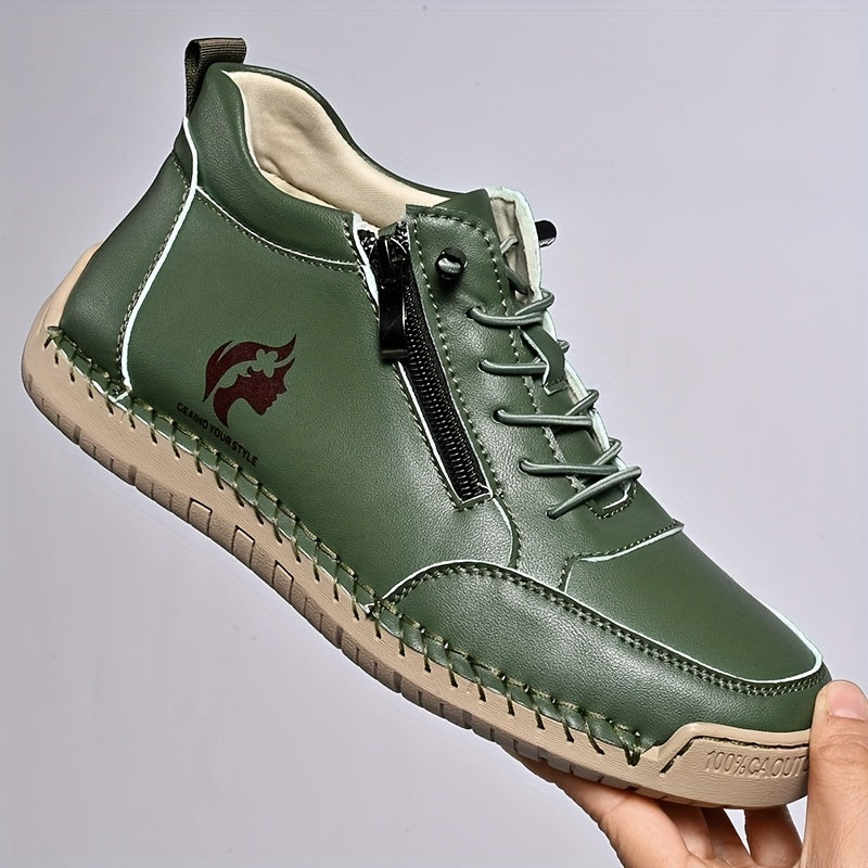 Women Retro Chunky Sneakers Yellow Casual Shoes with Side Zipper