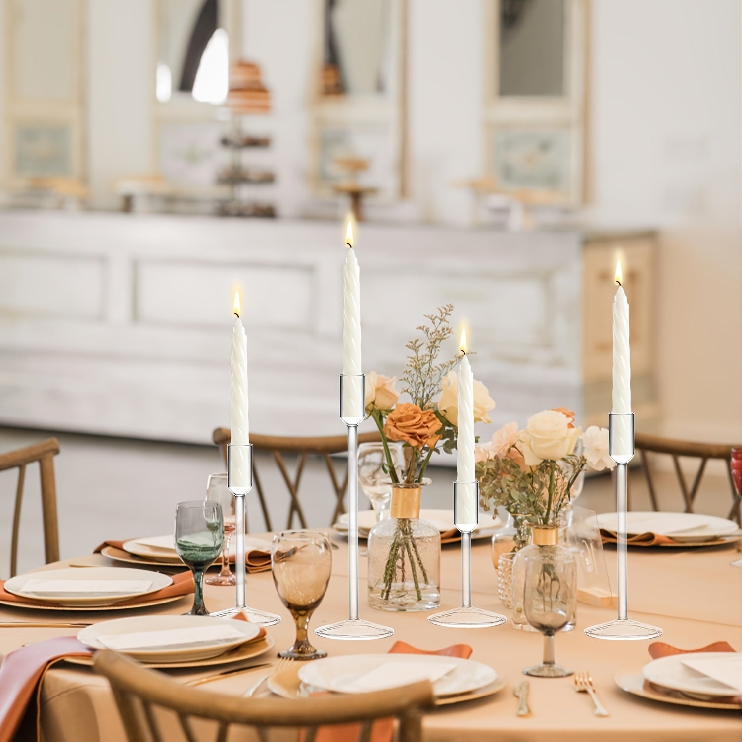 Glass Taper Candle Holders for Christmas Parties Weddings Table Centerpieces