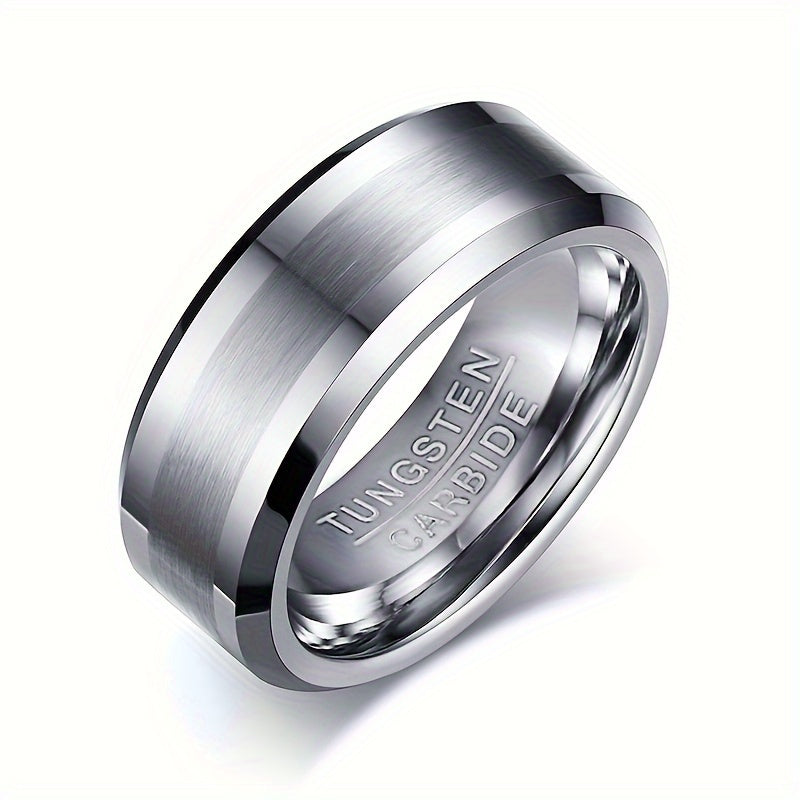 Men's Tungsten Steel Ring Durable Black Wedding Band Size 10
