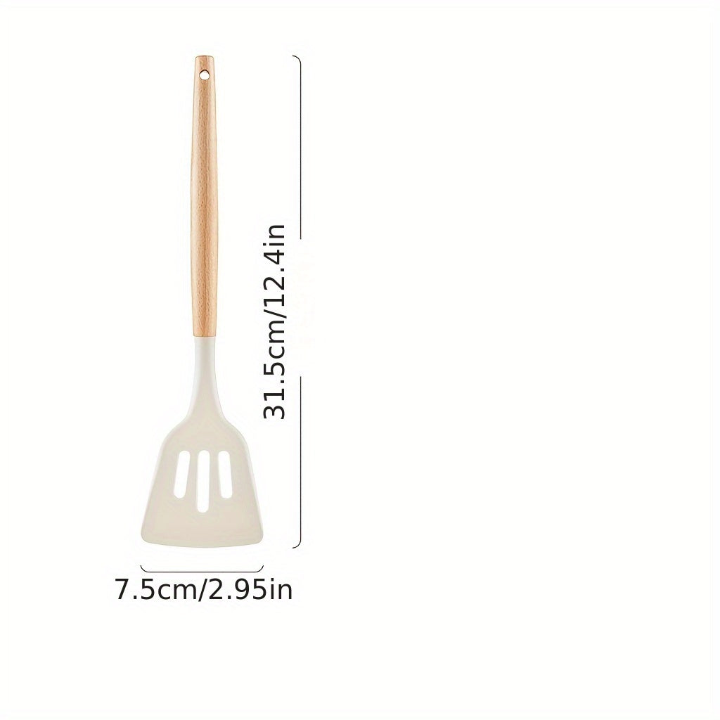 Silicone Spatula with Wooden Handle for Non-Stick Cooking and High Temperatures