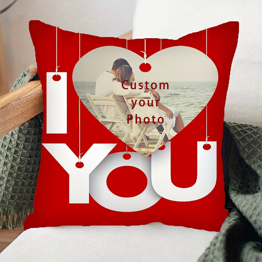 Personalized Red Heart Pillowcase Cover 45cm Square Love You Message