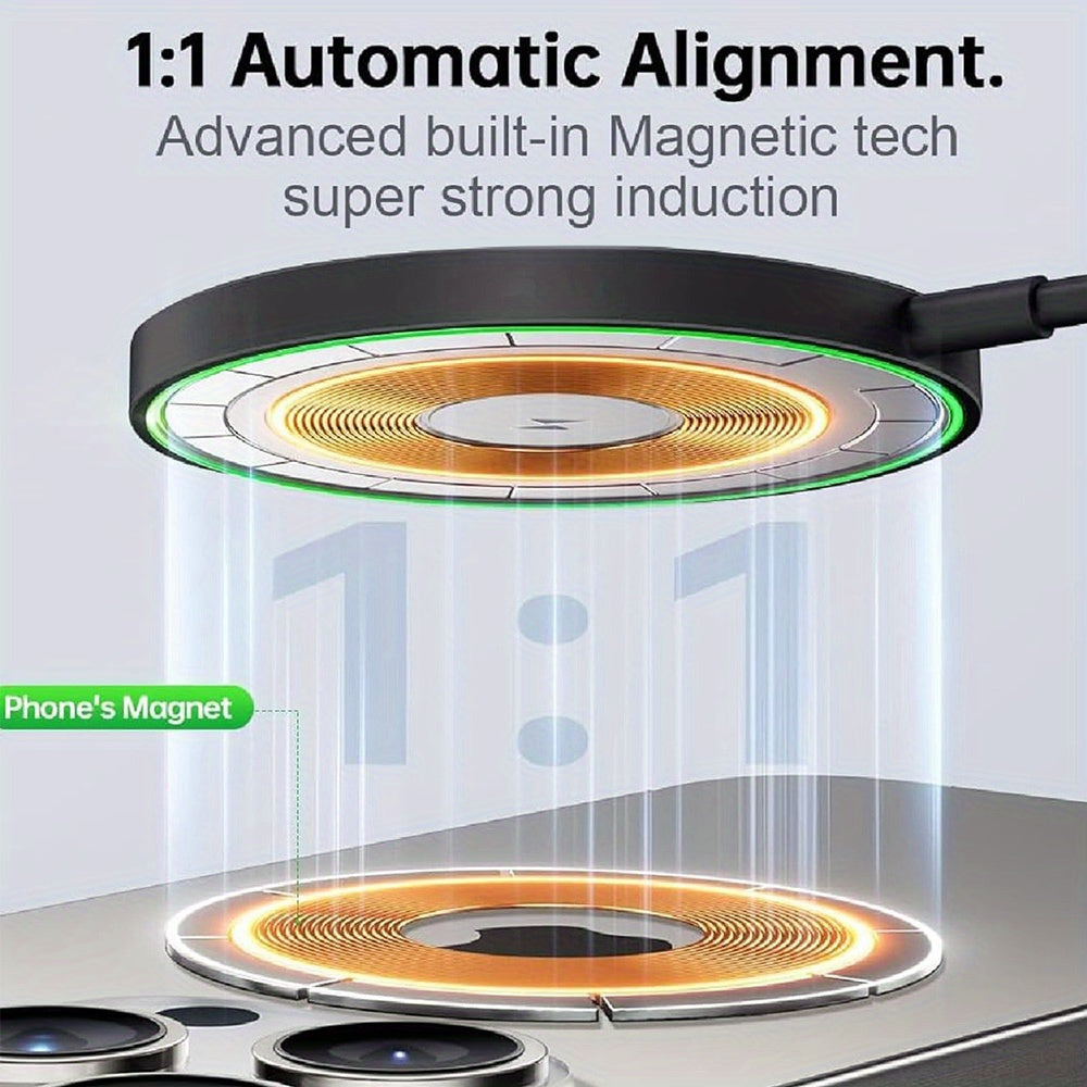 MagSafe Compatible 15W Wireless Charger Pad for iPhone and Airpods Dual USB-C and USB-A Input Black