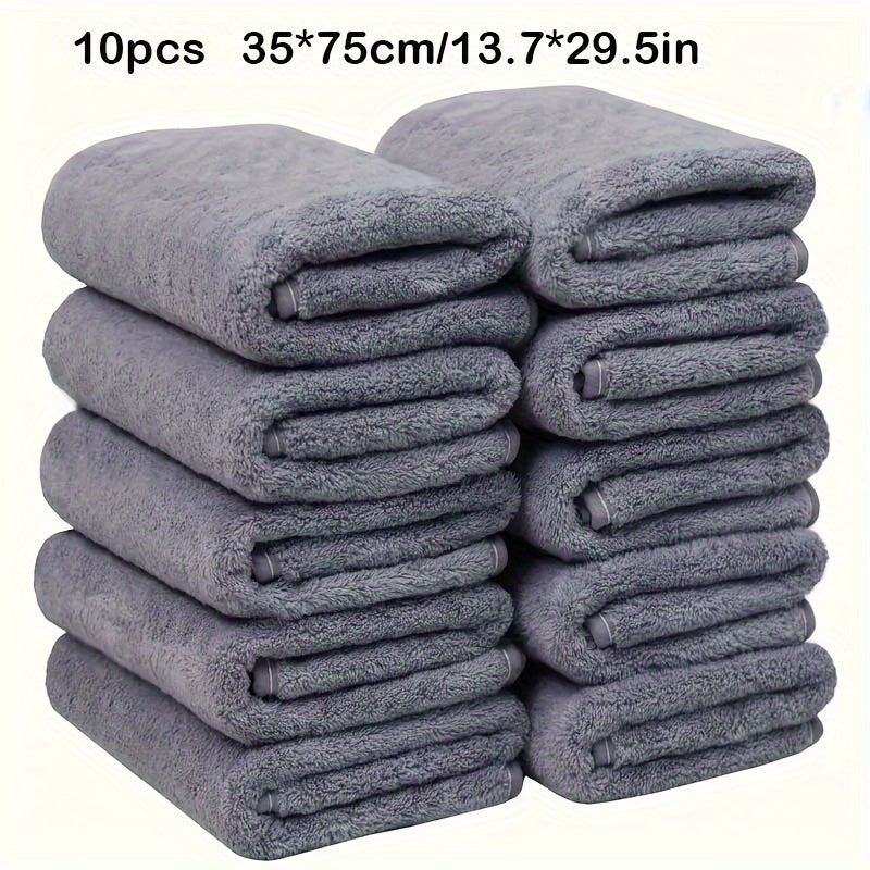 Juego de 10 toallas de mano de poliéster ultra suaves y absorbentes 35x74cm para baño gimnasio ducha spa