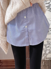 Women's All-Season Sleeveless Top Blue White Striped Non-Stretch Fabric