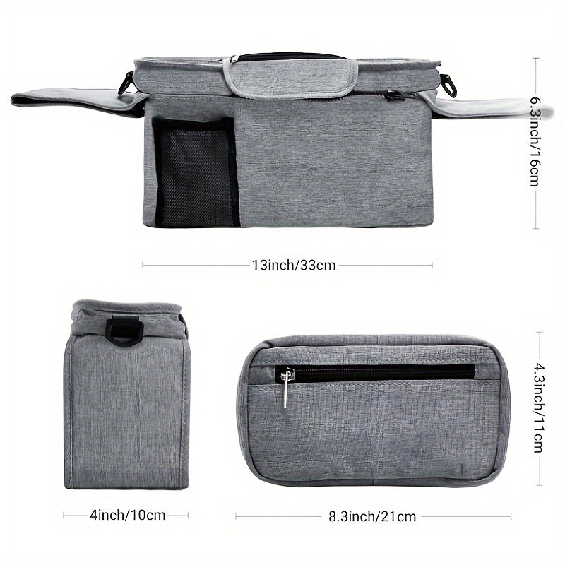 Universal Stroller Organizer with 2 Cup Holders Removable Pockets and Adjustable Straps