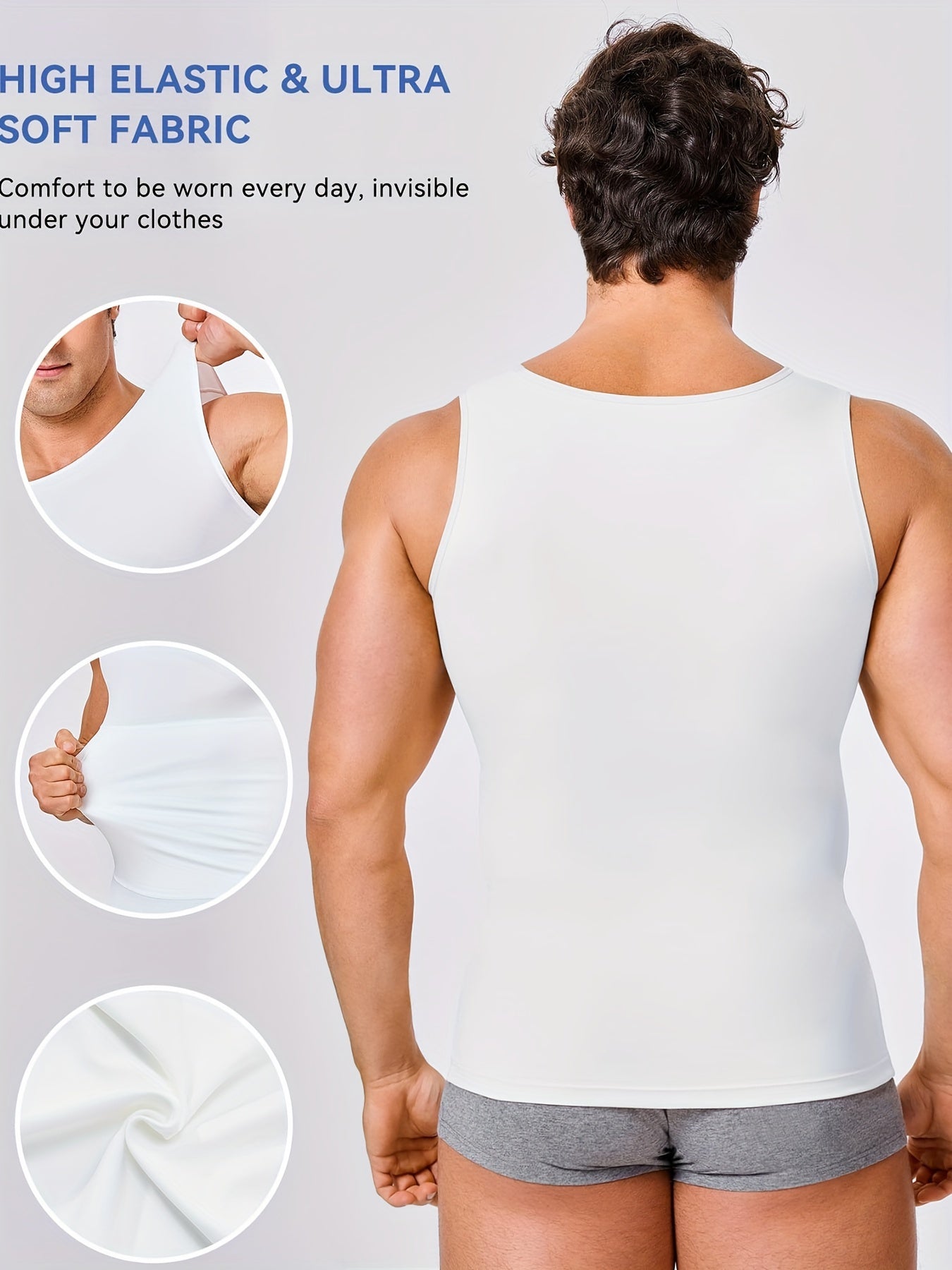 Men's Compression Sleeveless Shirt High-Stretch Nylon Spandex Workout Casual Skinny Fit