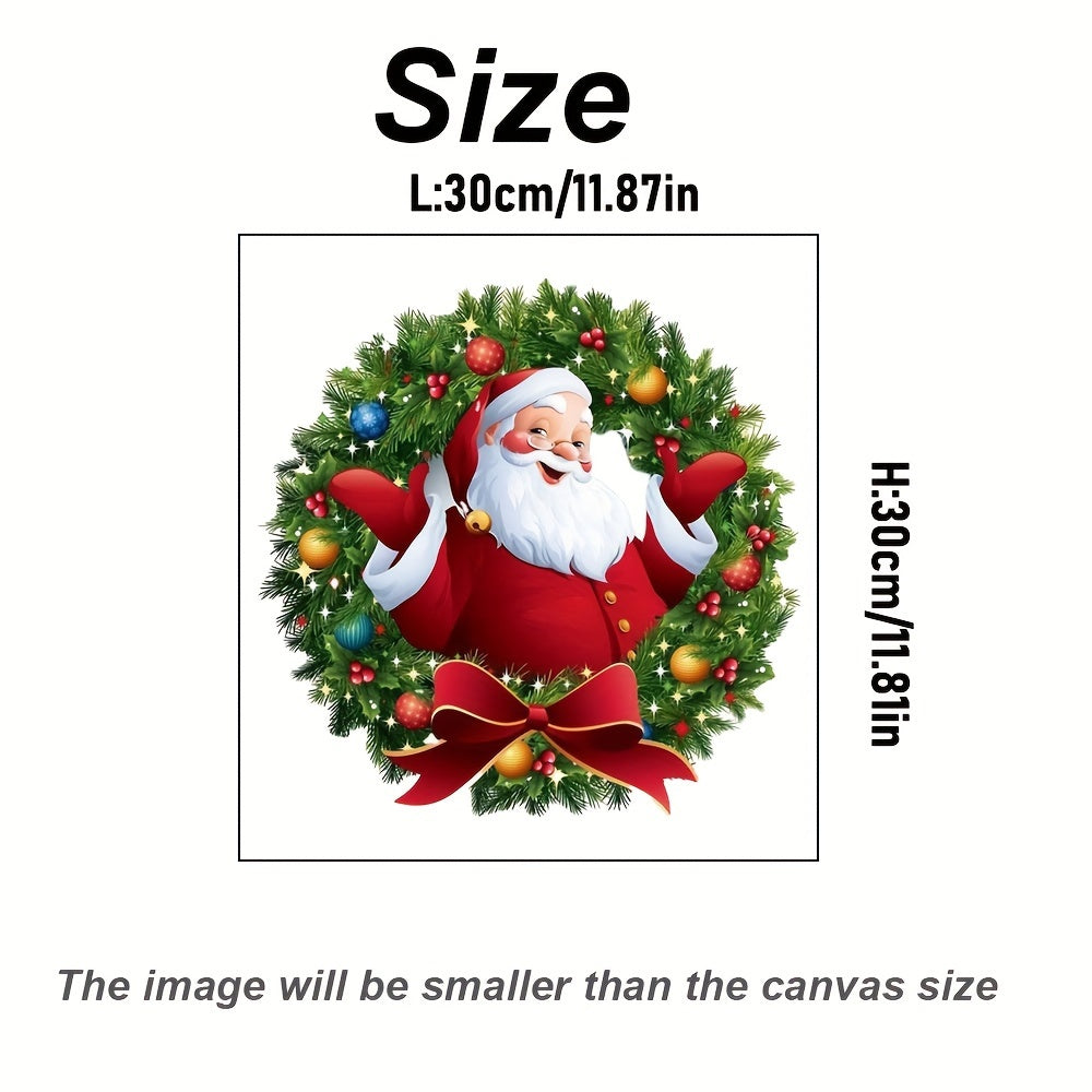 Modern Santa Claus Wreath Window Stickers Reusable PVC Holiday Decor