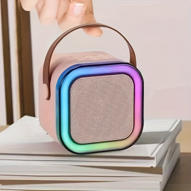 Wireless Karaoke Speaker with Light and Microphone, Rechargeable, Pink/Black