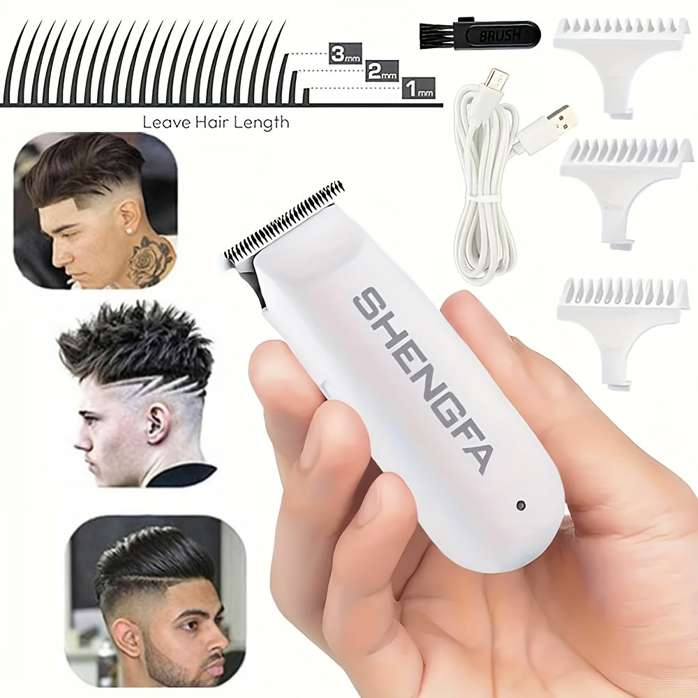Компактный портативный электрический триммер для волос для мужчин с длительным временем работы от аккумулятора, перезаряжаемый через USB, включает 3 насадки