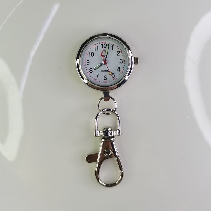 Nurse Student Pocket Watch with Keychain Hook and Clear Dial