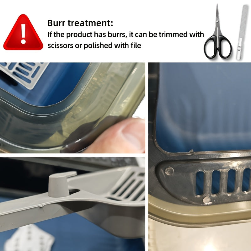 Plastic Cat Litter Box with Shovel Square High Edge Design Easy to Clean