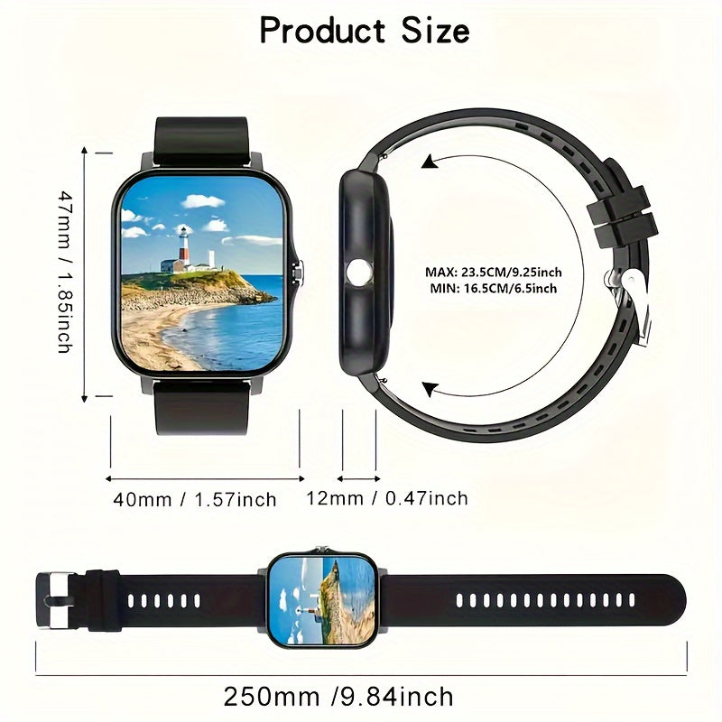 Smart Watch 4.65cm HD Touch Screen Fitness Tracker Call Text Music Weather Remote Camera Compatible with iPhone Android