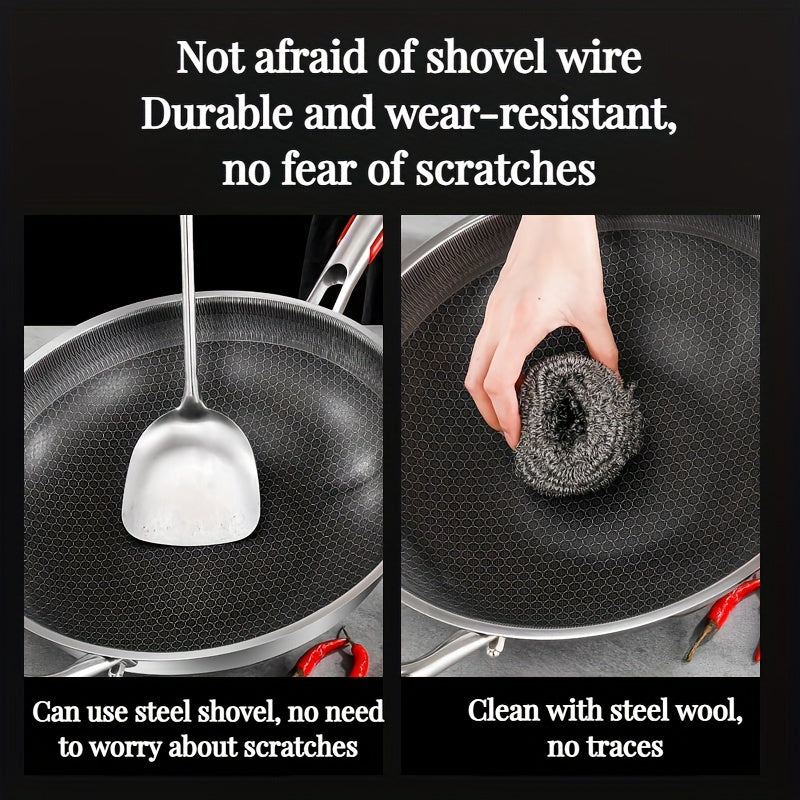 Stainless Steel Non-Stick Frying Pan for Camping Gas Stove Induction 32cm 34cm 36cm