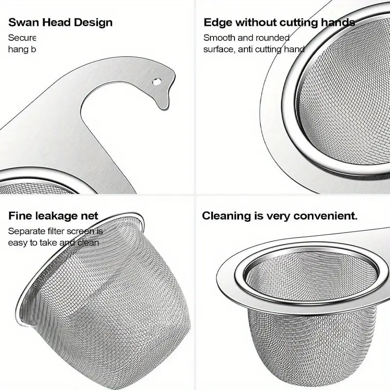 Stainless Steel Swan-Shaped Draining Basket Kitchen Sink Organizer Hanging Rack