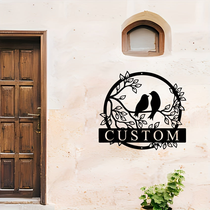 Personalized Lovebirds Metal Wall Art Sign for Porch Patio Garden Decor