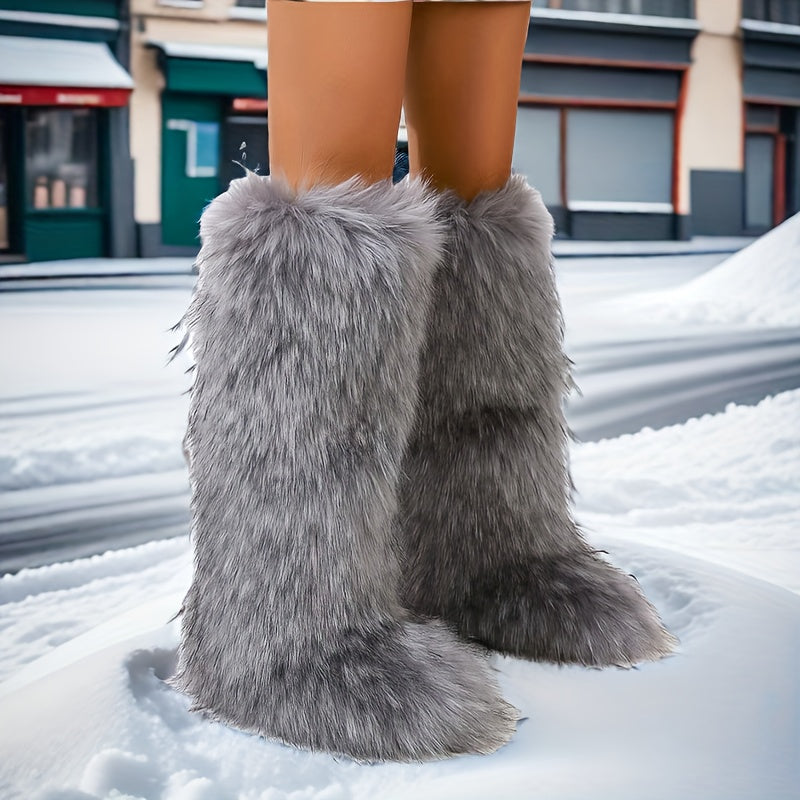 Women's Winter Warm Snow Boots Knee-High Slip-On Cold Weather Shoes