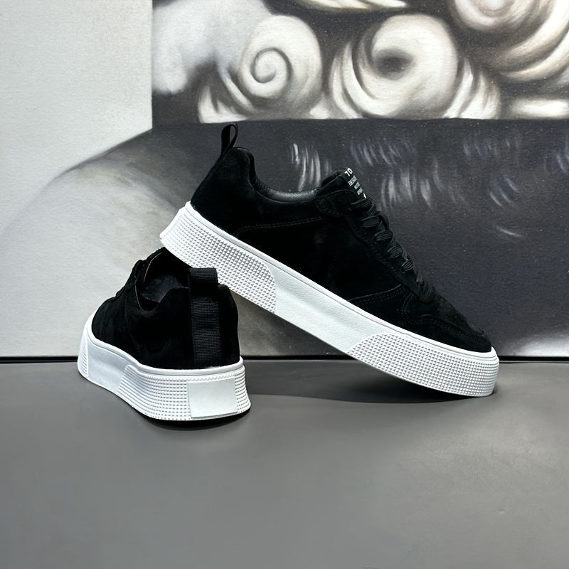 Zapatillas de skate de microfibra de cuero sólido para hombres para todas las estaciones