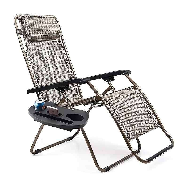 Bandeja con portavasos para sillón de gravedad cero negro con soporte para teléfono y tableta