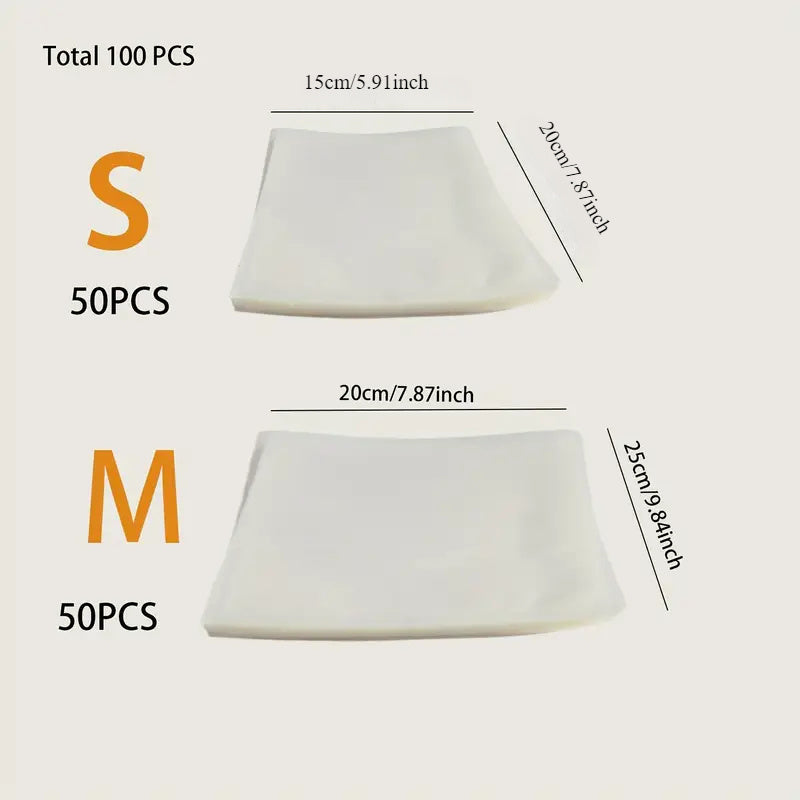 Food Storage Bags 100pcs Vacuum Sealing Bags for Home Use and Food Preservation