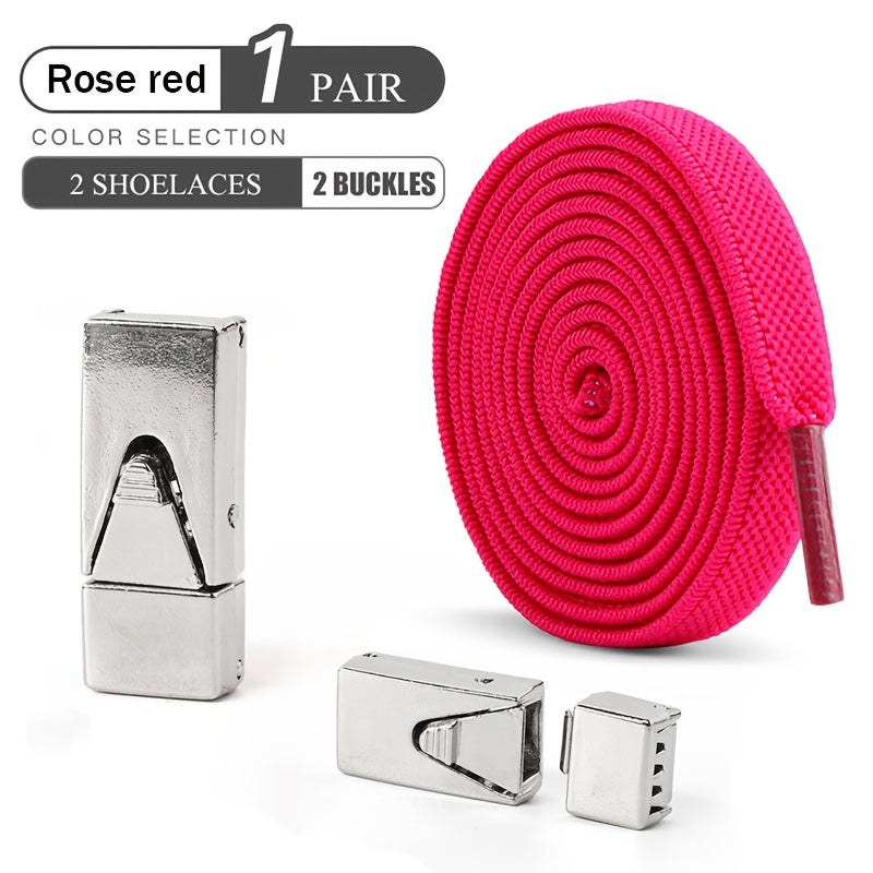 Unisex Elastic Shoelaces Set with Buckles for Sneakers and Canvas Shoes