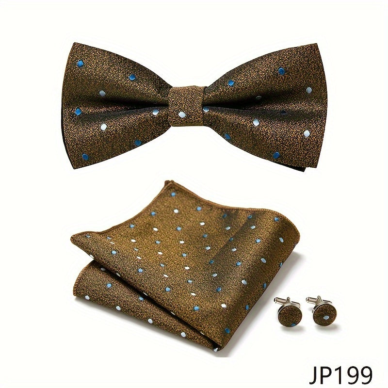 Men's Blue Polyester Tie and Pocket Square Set Floral Pattern for Formal Events
