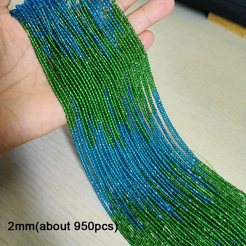 950 Pieces 2mm Faceted Glass Beads Gradient Colors for Jewelry Making and DIY Crafts