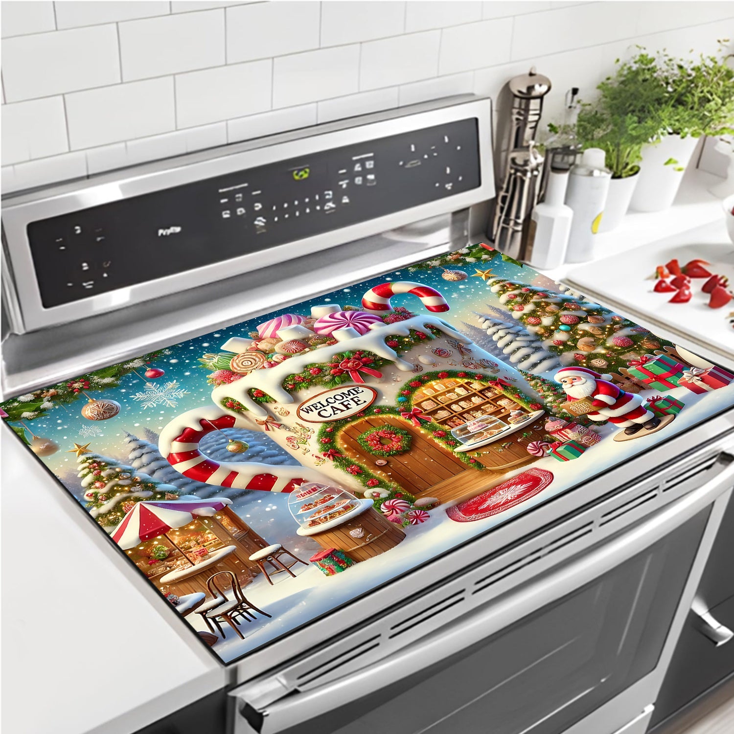 Festive Christmas Stove Top Protector Waterproof Scratch-Resistant Heat-Resistant Cover