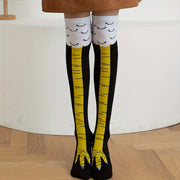 Women's Striped Polyester Chicken Feet Thigh-High Socks for Cosplay