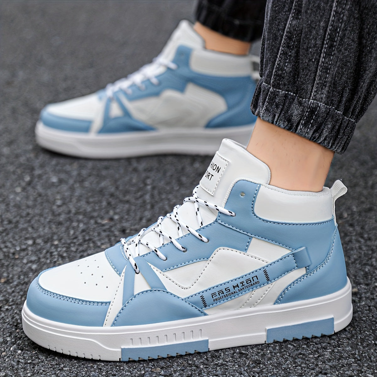 Men's High-Top Skate Sneakers Black White Gray Orange Casual Outdoor Sporty