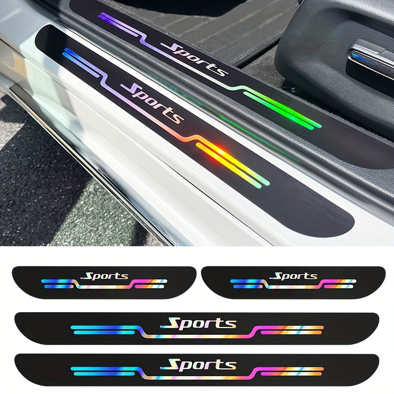 Car Door Sill Protectors 4 Pack Reflective Anti-Scratch Threshold Stickers