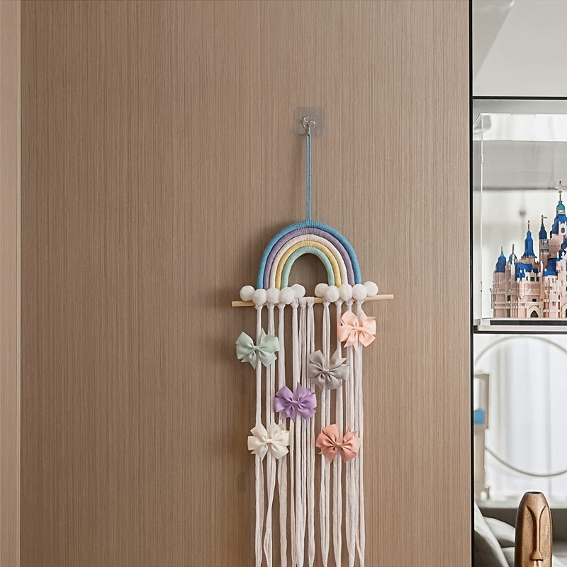 Kids Girls Hair Bow Organizer Fabric Rainbow Boho Chic Nursery Decor