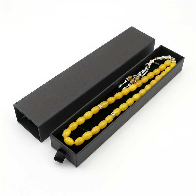 Agate Oval Tasbih Muslim Prayer Beads Rosary Eid Gift Set for Men Women