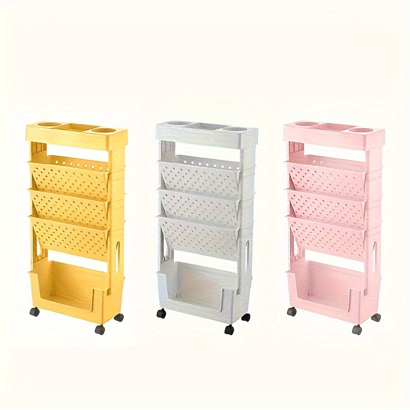 Minimalist Plastic Bookshelf on Wheels for Organizing Books and Clutter