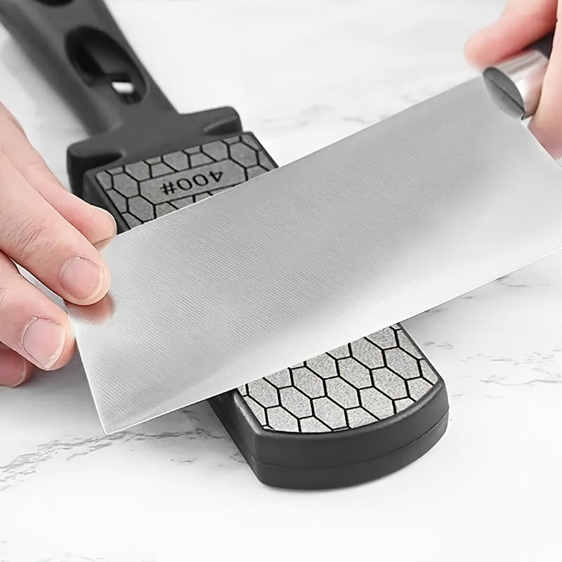 Olmos pichoqni qirqish uchun ikki tomonlama qum toshi, tutqich bilan