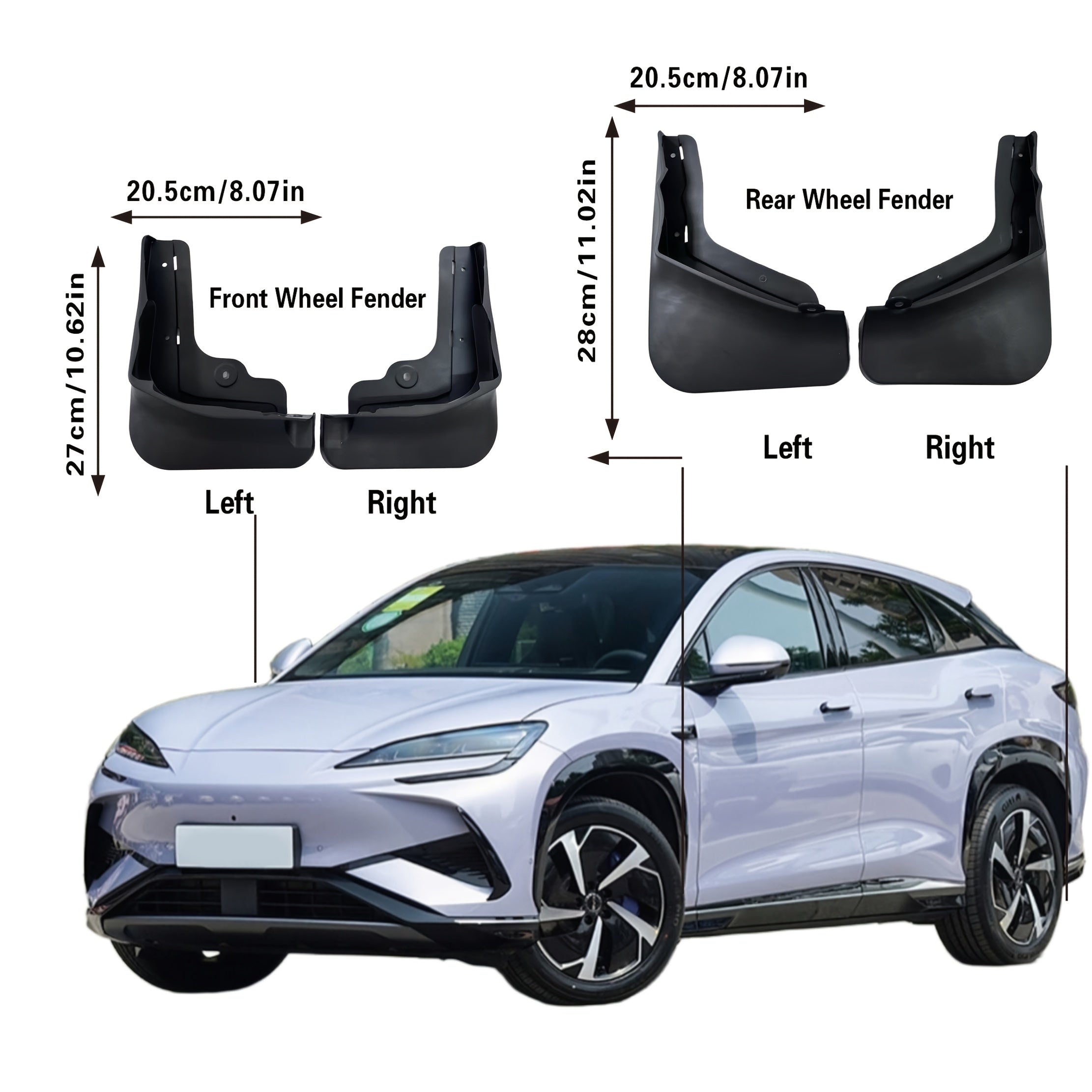 4Pcs Flexible Plastic Fender Flares for Cars Front and Rear Durable Automotive Accessories