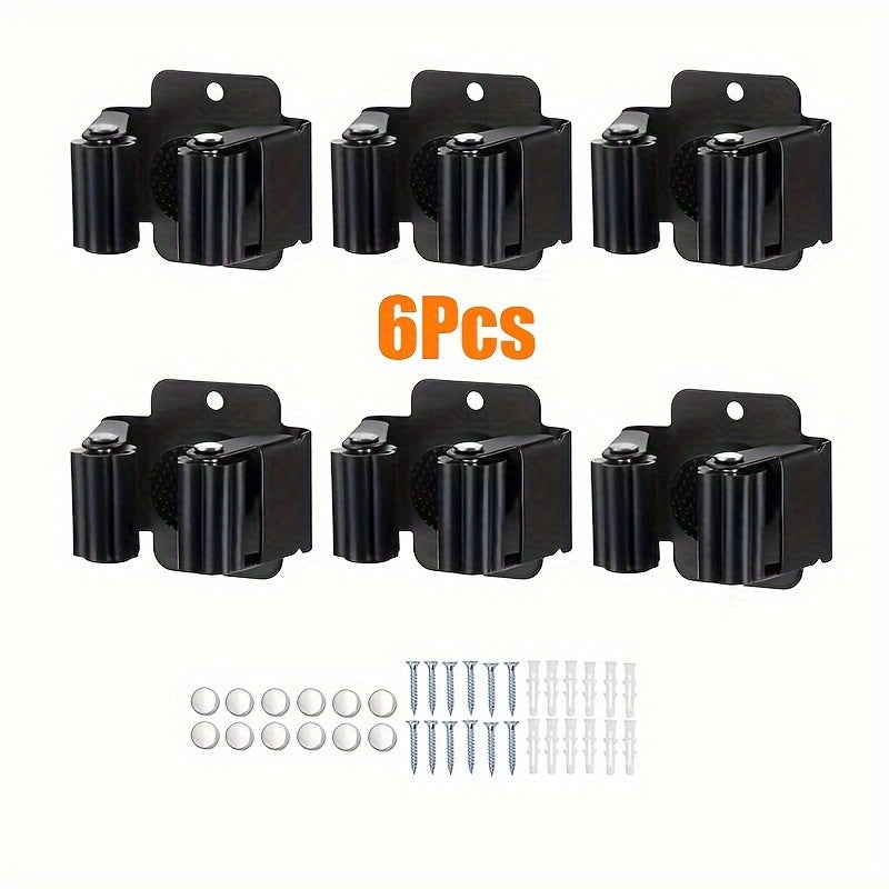 Soporte de pared para trapeadores, organizador de estantes para escobas, palas, acero inoxidable