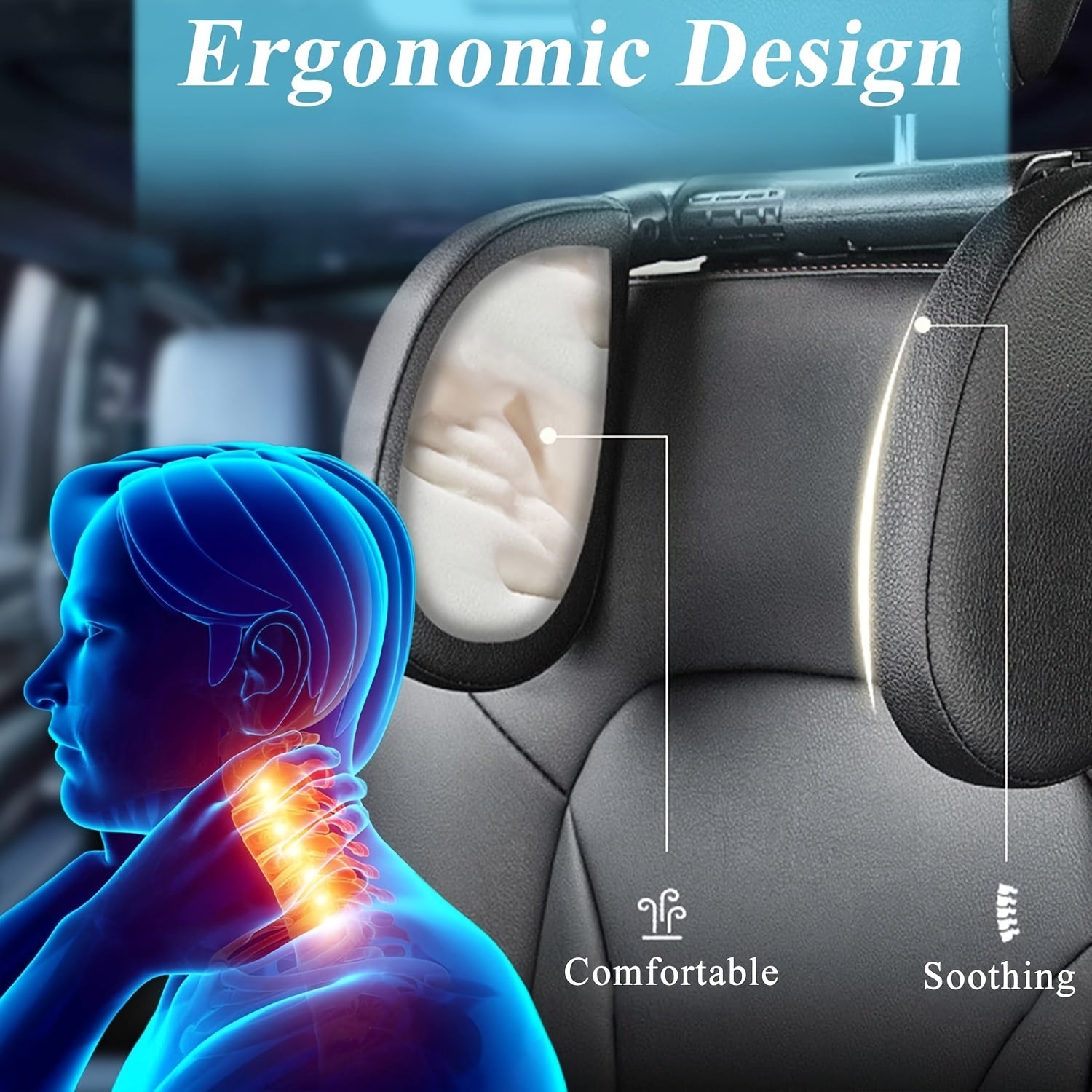 Moslashuvchan Avtomobil Bo‘ynini Qo‘llab-quvvatlovchi Yodgorlik Yostiq, Sayohat uchun Xotira Ko‘pikli U-shakl Yostiq