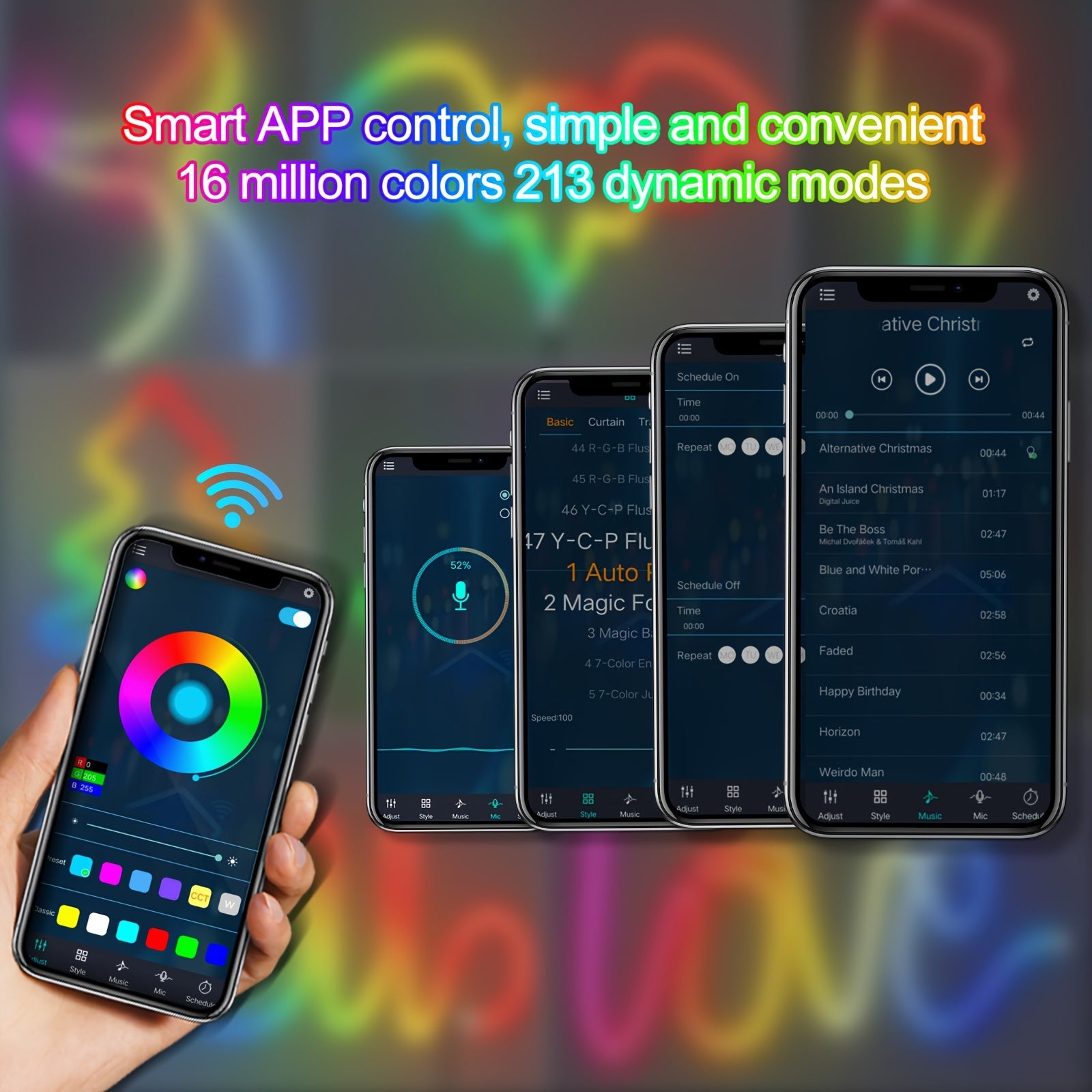 Яркая умная RGB+IC неоновая светодиодная лента с беспроводным и 2.4G пультом дистанционного управления, синхронизацией с музыкой, встроенным микрофоном, питающаяся от USB, для спальни, гостиной, декора для вечеринок 2/3/5м, гибкая.