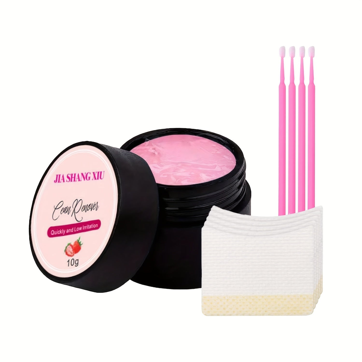 10g Strawberry Scented Eyelash Extension Remover Gel with Brushes and Pads Safe for Extensions