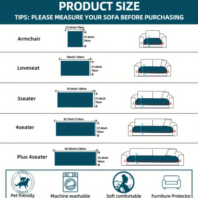 Boho Style Quilted Short Plush Sofa Cover with Ruffle Design Non-Slip Pet Friendly Machine Washable