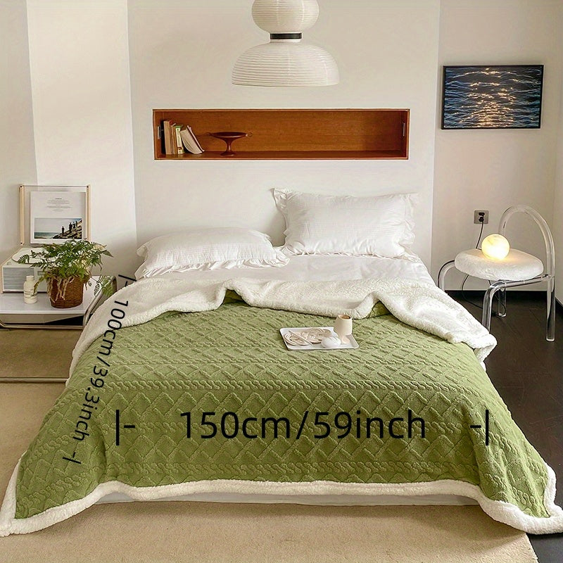 Qulay Fleece tashlash plashkasi 1-chi qirrali ikki tomonlama yumshoq polyester, yotoqxona va mehmonxona uchun, yashil, ko'k, sariq