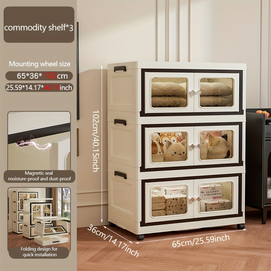 Armario de almacenamiento multifuncional de plástico con ruedas para dormitorio, cocina y baño