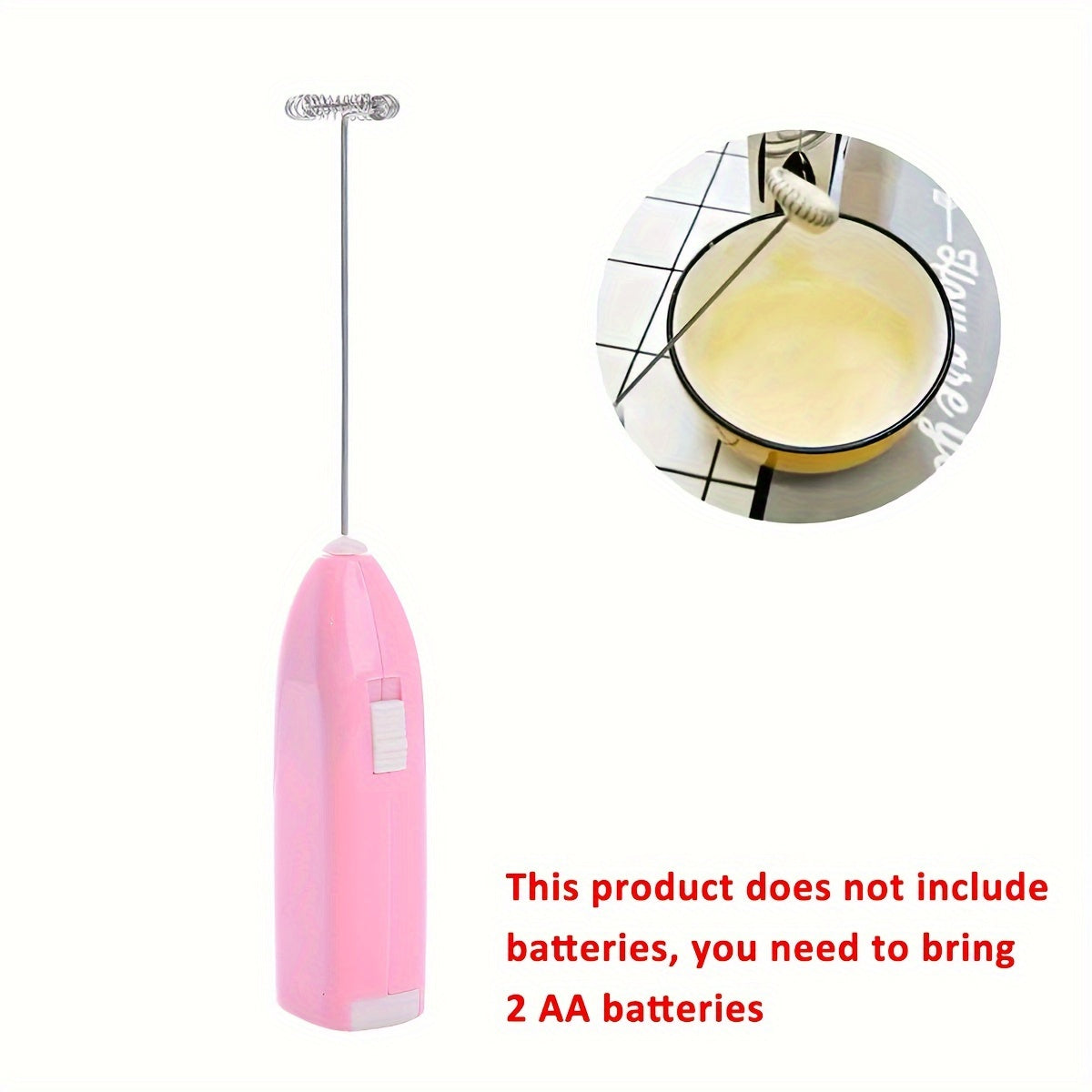 Electric Milk Frother and Egg Beater, Battery Powered, Stainless Steel, Portable Foam Maker for Coffee and Desserts