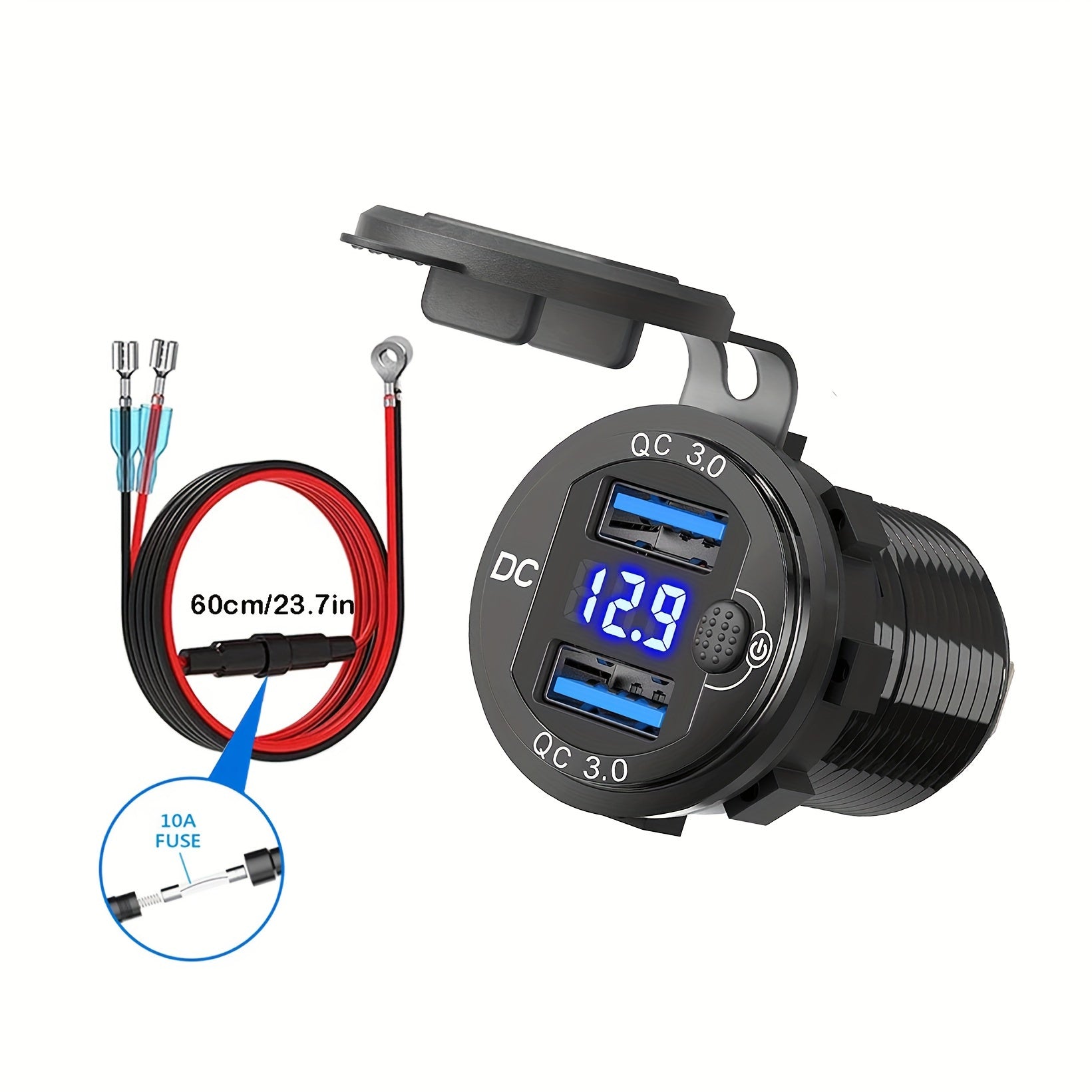 Dual USB Car Charger Aluminum Alloy Fast Charging Adapter for Vehicles Boats