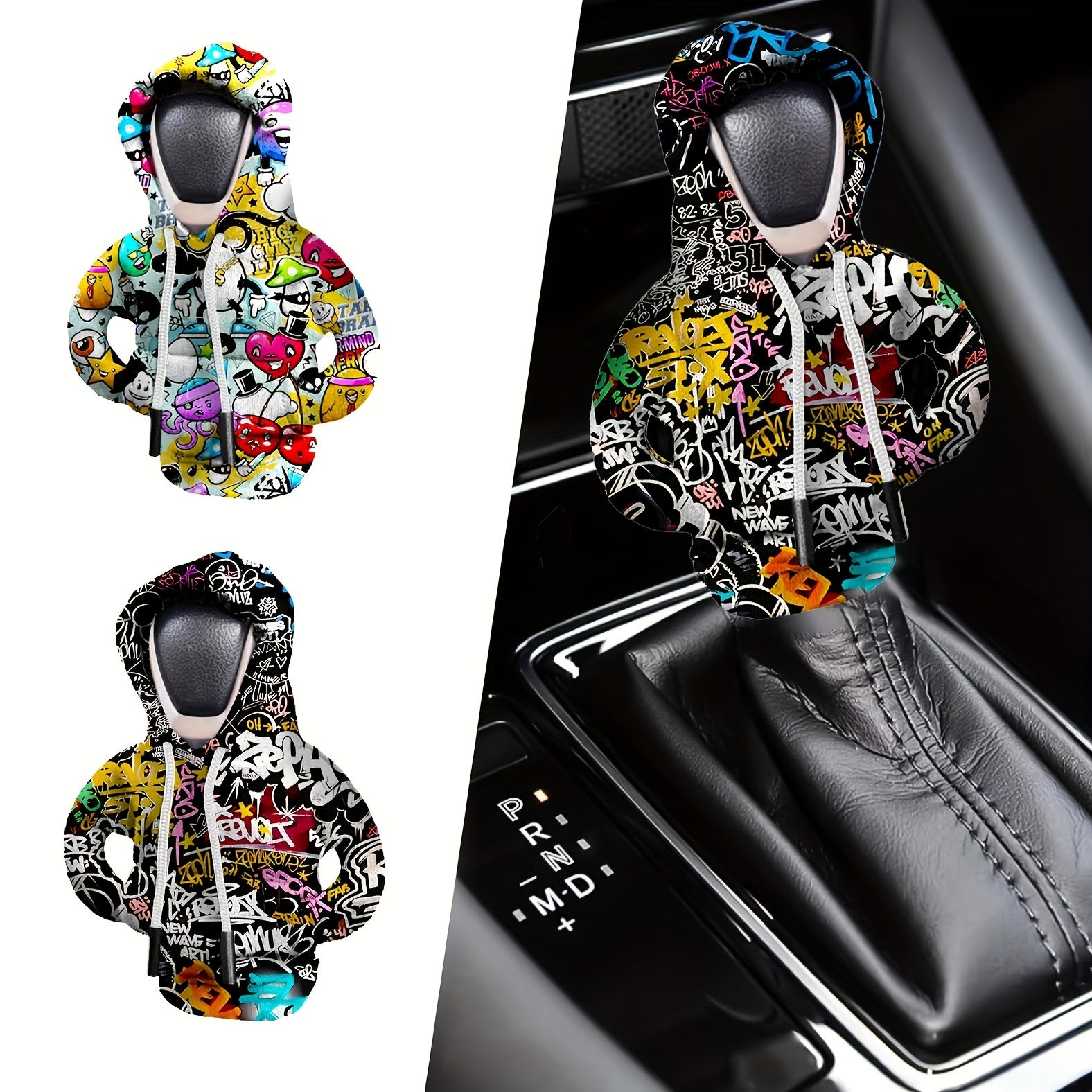 Colorful Mini Hoodie-Style Gear Shifter Protector Polyester Fits Cars Trucks SUVs