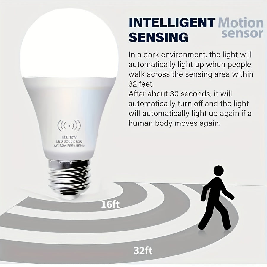 LED Motion Sensor Light Bulb 9W A19 E26 Indoor Security Lighting 3000K 6000K