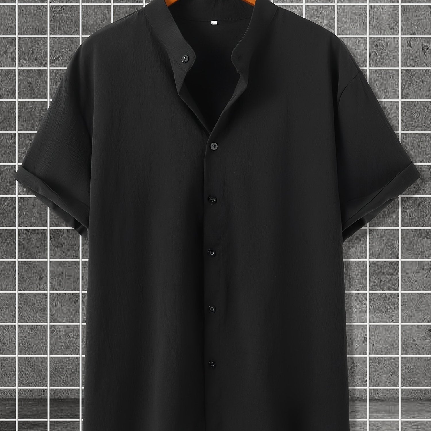 Erkaklar uchun engil ko'k tasodifiy qisqa yengli turli ko'ylak - yozgi zaruriyat, polyester aralashmasi, mashinada yuvish mumkin, KATTA O'LCHAM