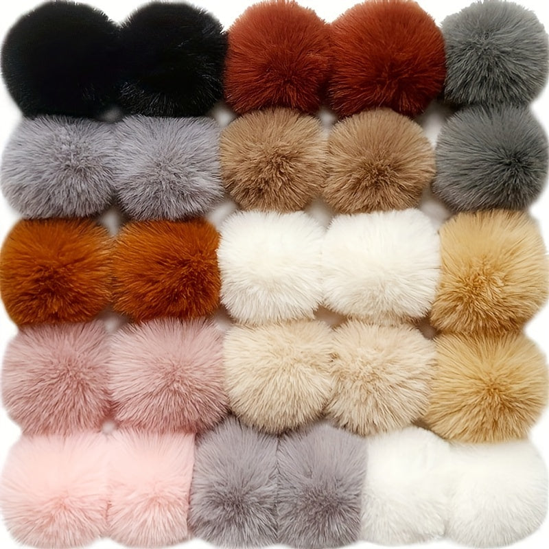 Faux Fur Pom Poms Set of 12 for Hats Keychains Scarves Bags Christmas Halloween
