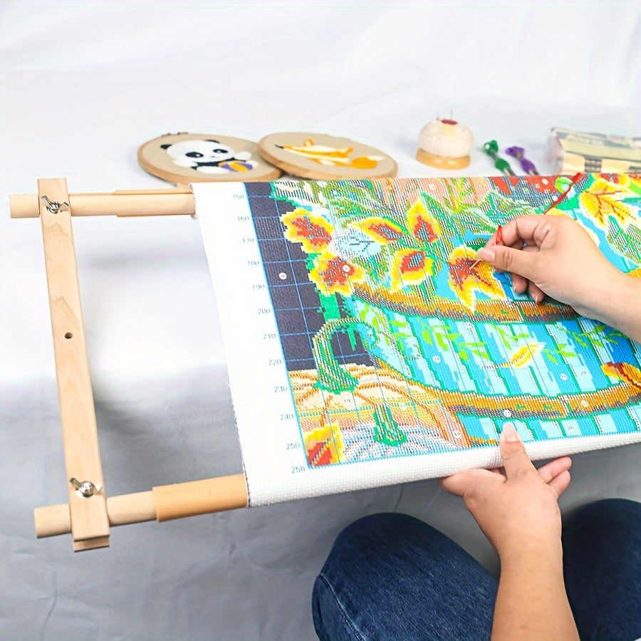 Portable Beech Wood Embroidery Stand for Cross Stitch Sewing with Detachable Clip